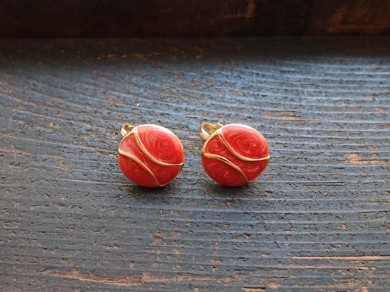 古董饰品 / 耳夹式耳环 no.29 tk - 耳环/耳夹 - 其他材质 红色