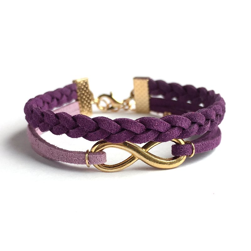 Infinity 永恒 手工制作 双手环 淡金色系列-深紫 限量 - 手链/手环 - 其他材质 紫色