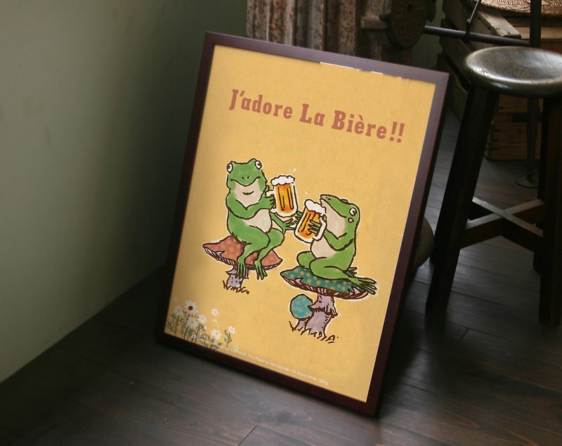 ポスター　青蛙たちがビールで乾杯 - 海报/装饰画/版画 - 纸 橘色