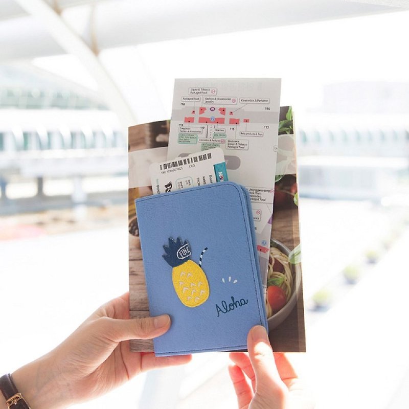 换季特卖-热带图腾旅游护照夹-凤梨,ATS95933 - 护照夹/护照套 - 人造皮革 蓝色