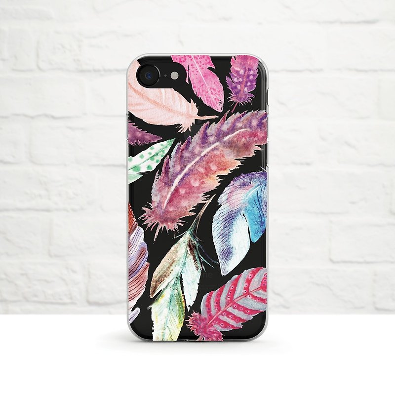 彩色羽毛- 防摔透明软壳- iPhone 14 系列, Samsung - 手机壳/手机套 - 橡胶 多色