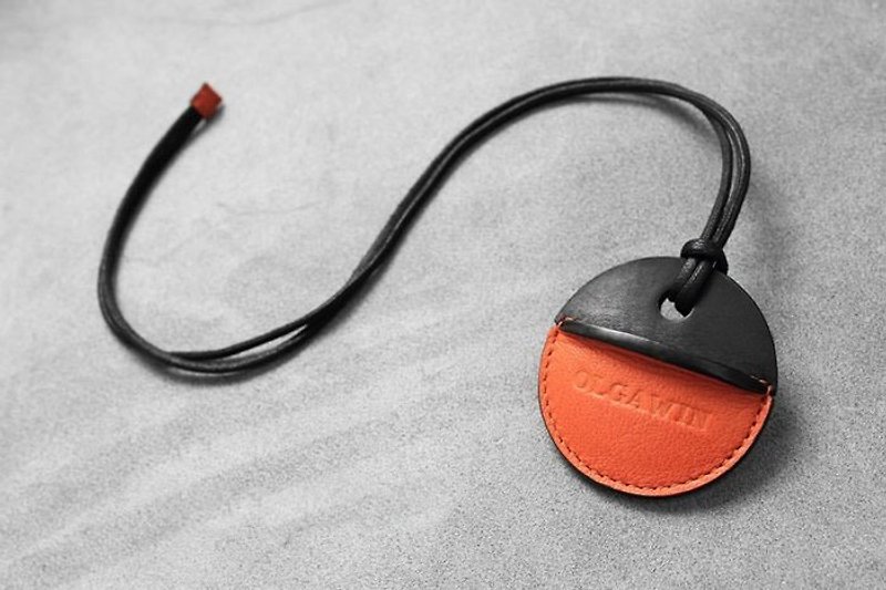gogoro钥匙皮套 黑+橘色定制化礼物 - 钥匙链/钥匙包 - 真皮 橘色