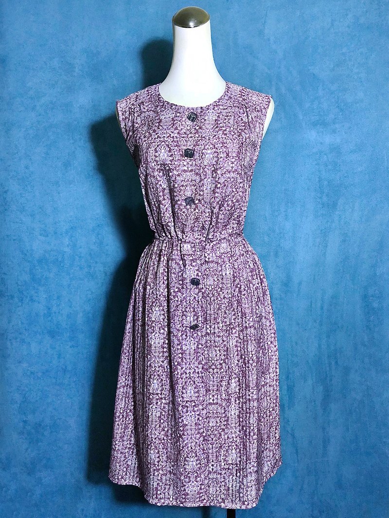 欧洲图腾织纹无袖古着洋装 / 国外带回 VINTAGE - 洋装/连衣裙 - 聚酯纤维 紫色