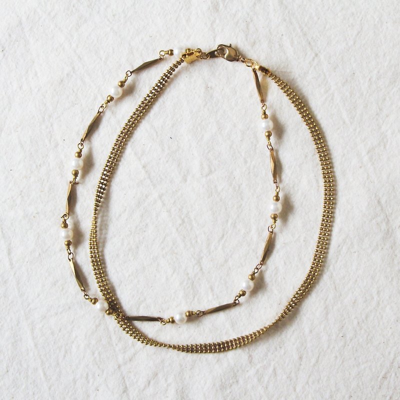 Febbi 经典双层珍珠 颈链 - 项链 - 其他材质 金色