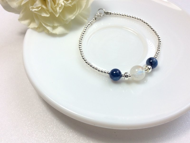 Ops Kyanite silver bracelet - 月光石/蓝晶石/纯银/天然石/简约 - 手链/手环 - 其他金属 蓝色