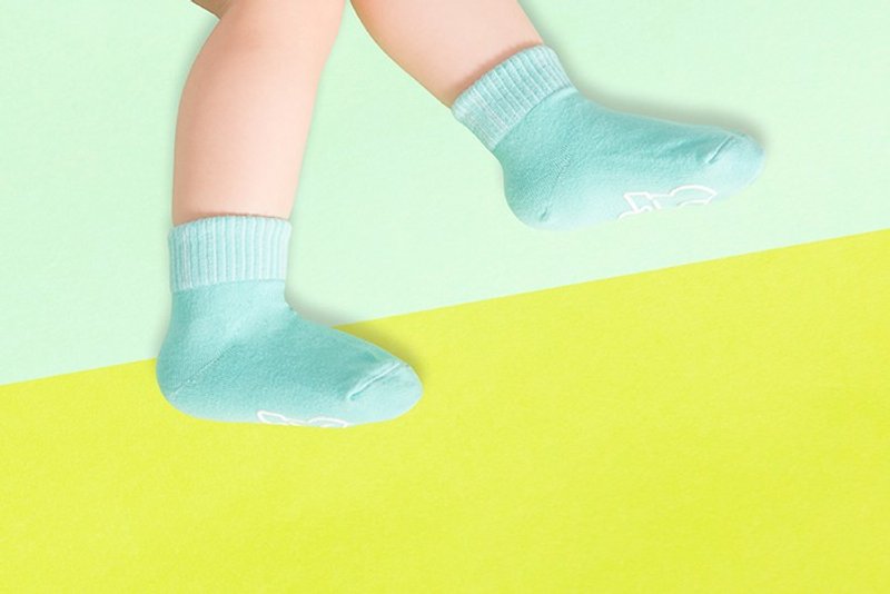 SS23 马卡龙防滑2分之1童袜(薄荷绿)│质感礼盒包装 - 袜子 - 棉．麻 绿色