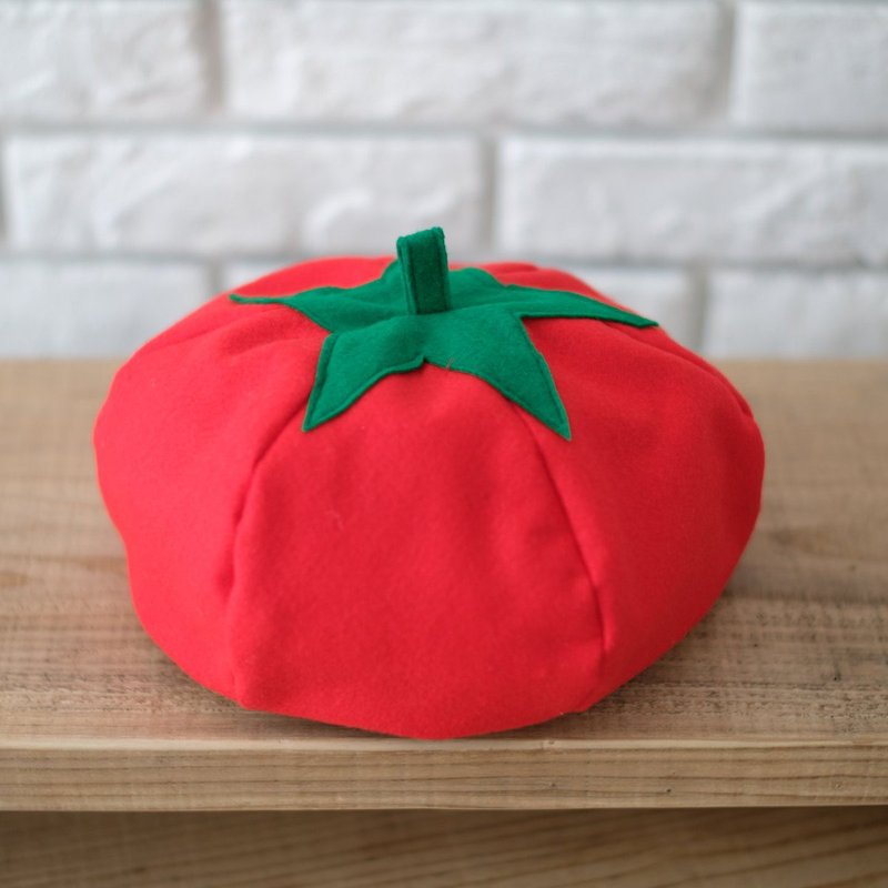 【野菜ぼうし】トマト帽子　大人用 - 帽子 - 羊毛 红色