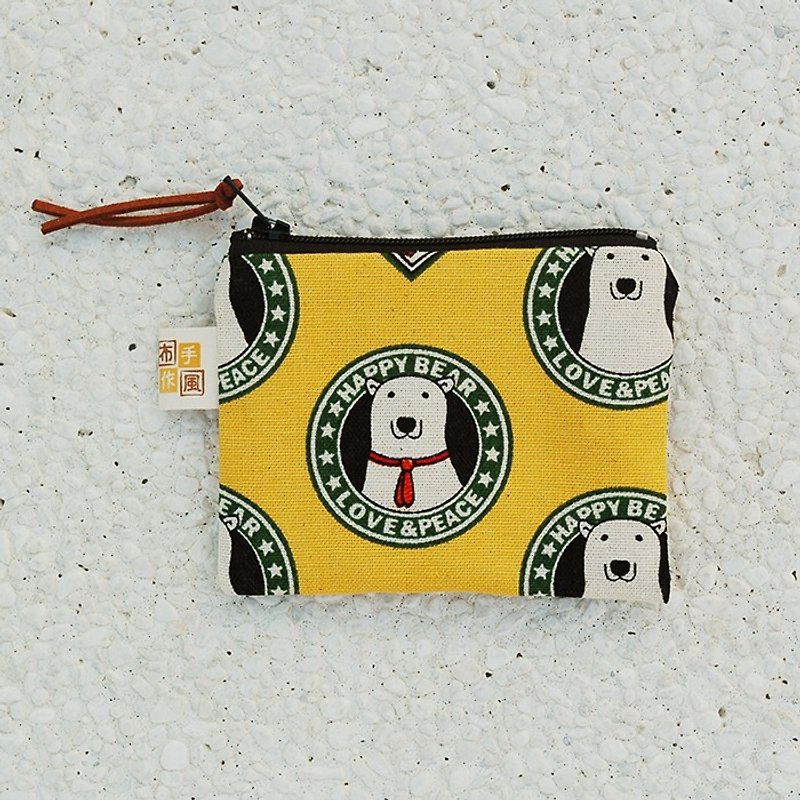 快乐北极熊扁型零钱袋/剩1 - 零钱包 - 棉．麻 黄色