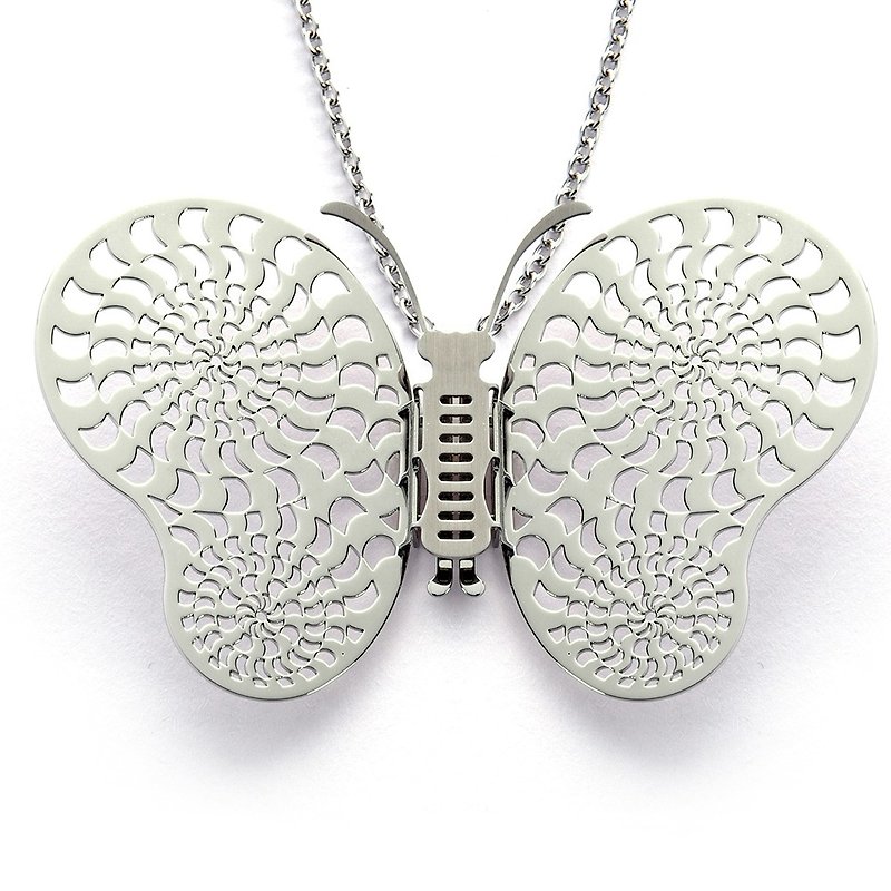 可换翅膀蝴蝶项链 光圈(银) 医疗不锈钢 长链 独家专利设计 - 项链 - 其他金属 银色