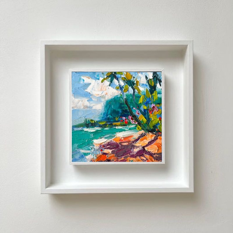 夏威夷绘画原创艺术海景艺术棕榈树艺术海滩绘画 - 海报/装饰画/版画 - 其他材质 蓝色
