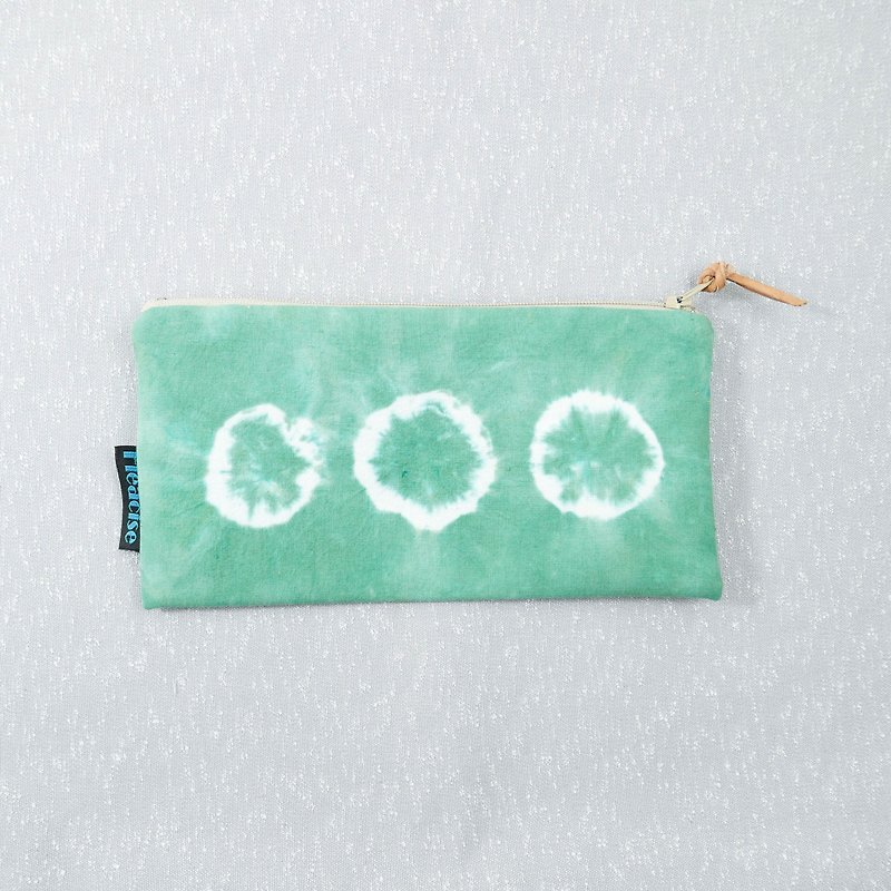 : 绿圈圈 : 笔袋 化妆包 收纳袋 钱袋 手染 渲染 礼物 - 铅笔盒/笔袋 - 棉．麻 绿色