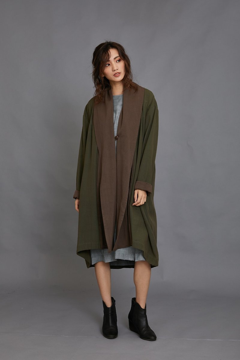 飞翔手织大衣-森林-公平贸易 - 女装休闲/机能外套 - 棉．麻 咖啡色