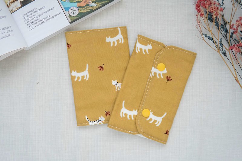 背巾口水巾  | 背带口水巾 |  黄色猫咪 - 围嘴/口水巾 - 棉．麻 橘色