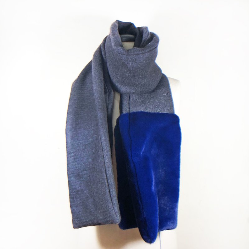 卡仕米羊毛围巾 水晶 羊毛围巾 蓝色 灰色 保暖羊毛围巾 中性围巾 - 围巾/披肩 - 羊毛 蓝色