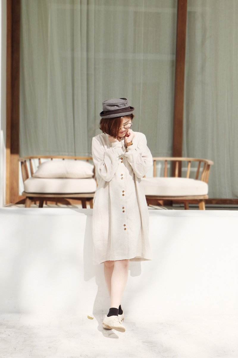Toki Dress - Biege Linen - 洋装/连衣裙 - 棉．麻 金色