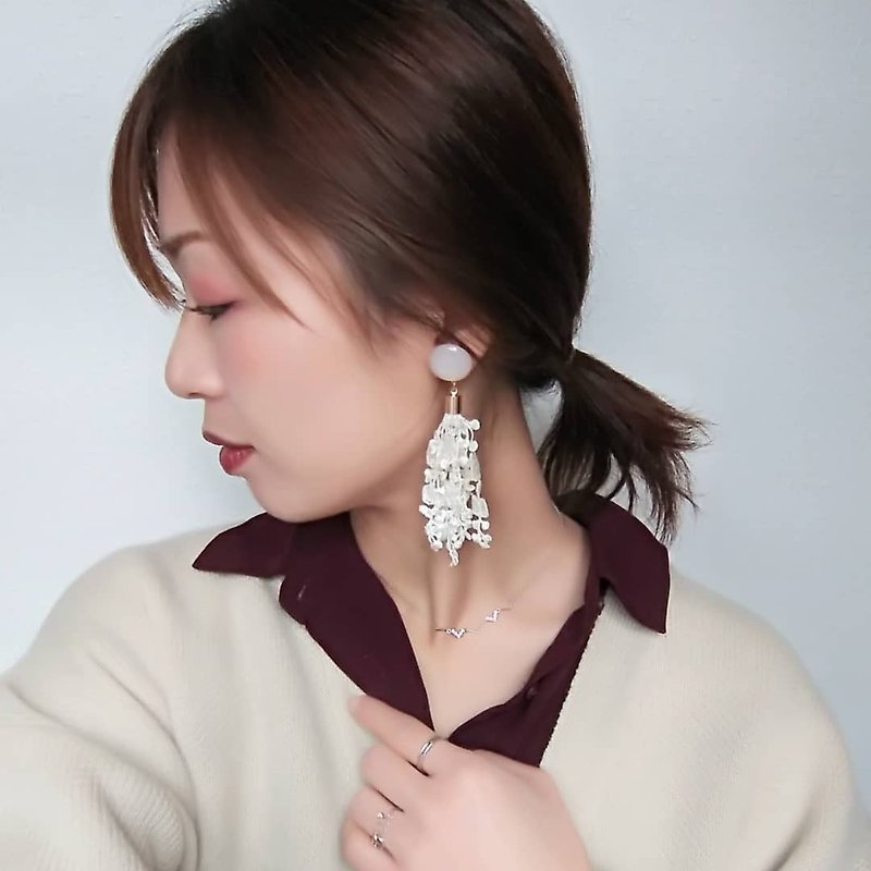 日本手工亲子款浪漫公主耳环套组(耳夹&耳针) - 耳环/耳夹 - 树脂 
