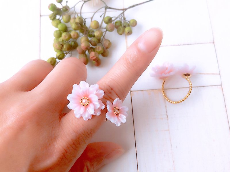 Cherry Blossoms　桜ふわりリング　11号ツイスト　フリーサイズ - 戒指 - 粘土 粉红色