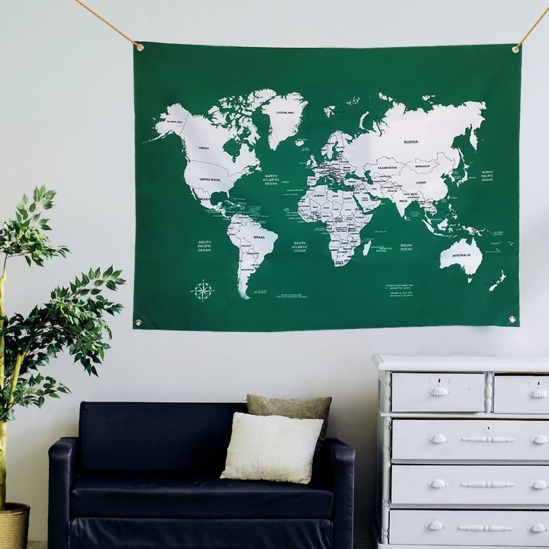 世界地图挂布 定制化 - 海报/装饰画/版画 - 其他材质 绿色
