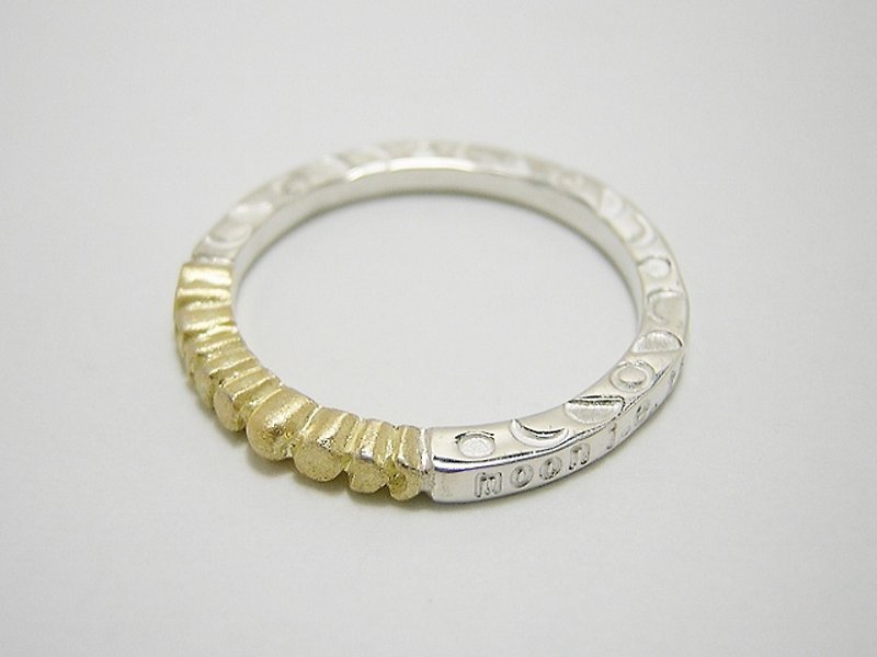moon i.e. tsuki i.e. luck　K18 gold +  silver925　1~27号　(１つの価格) 戒指 指环 指環 刻字 堆疊環 月 - 戒指 - 纯银 多色