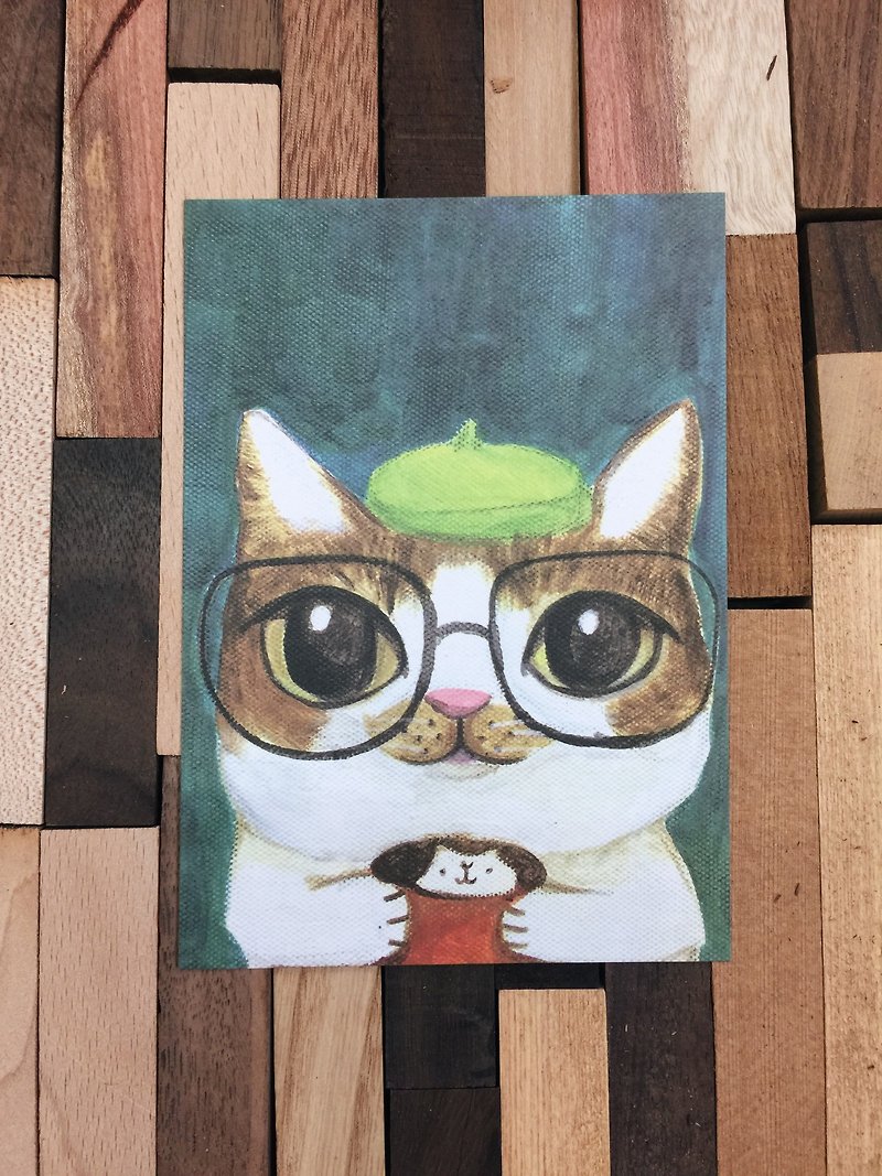 文青猫 的午后时光 - 动物的日常系列 - 卡片/明信片 - 纸 绿色