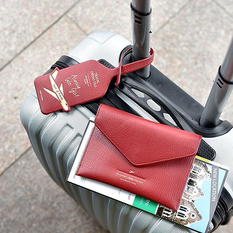启程吧皮革护照包-博根地红,PPC94928 - 护照夹/护照套 - 人造皮革 红色