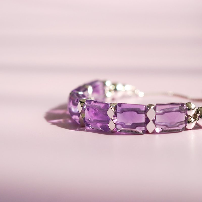 金字塔巴西紫水晶14K GF手排手链 - 手链/手环 - 水晶 紫色