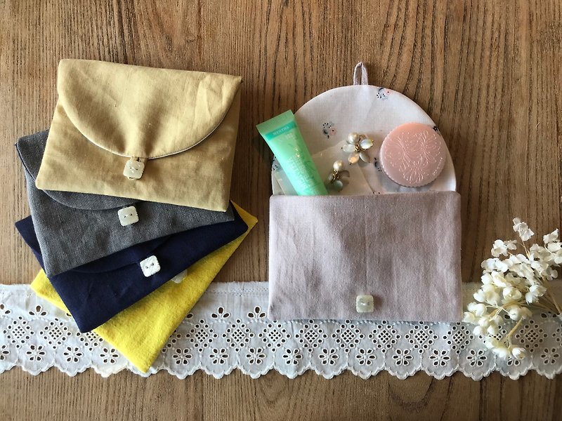 小さなポーチ(マスタード) - 化妆包/杂物包 - 棉．麻 黄色