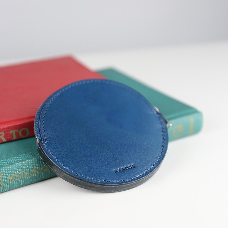 复古质朴感圆形零钱包－海军蓝 - 零钱包 - 真皮 蓝色