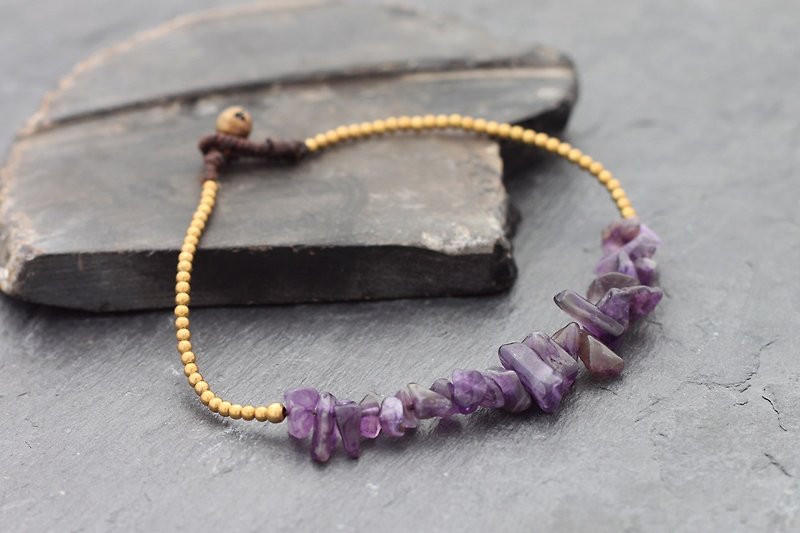 紫水晶最小石踝串珠黄铜 - 脚链/脚环 - 石头 紫色