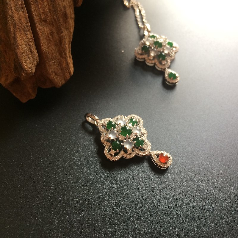 磐玉-天然冰种翡翠(缅甸玉)盘长结设计项链 - 项链 - 宝石 绿色
