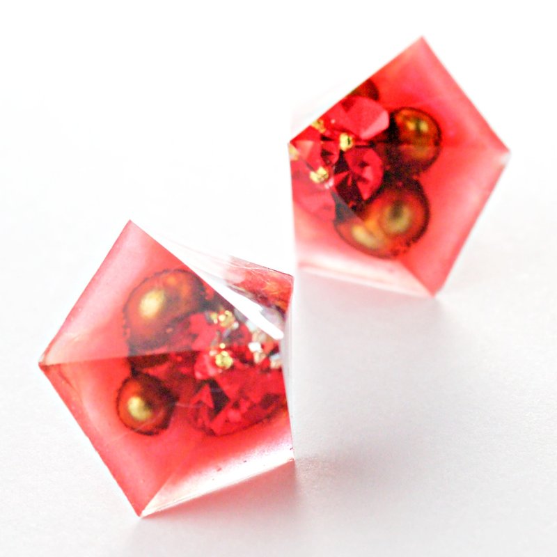 ペンタゴンピアス(ジャボレー) - 耳环/耳夹 - 其他材质 红色