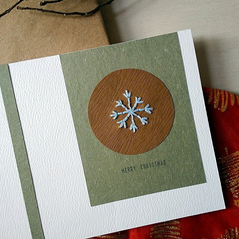 手缝图像圣诞卡(雪)(原稿) - 卡片/明信片 - 纸 多色