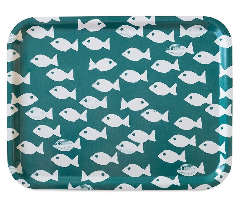 长方型托盘-FISH TRAY, OCEAN  (43 X 33 cm) - 浅碟/小碟子 - 木头 绿色