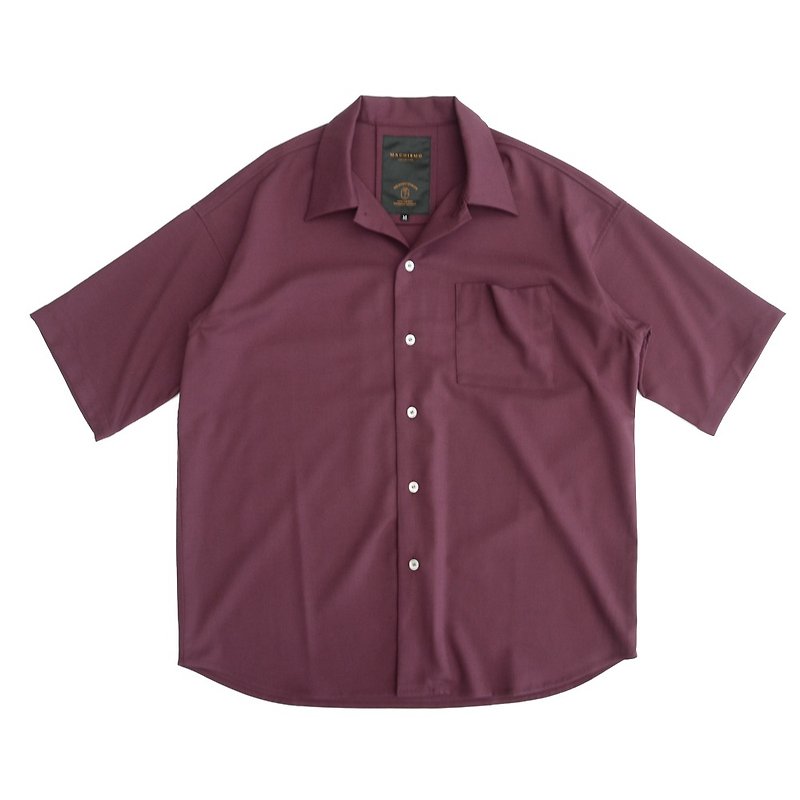 松身 落肩 古巴领 短袖 衬衫 - 男装衬衫 - 其他人造纤维 紫色
