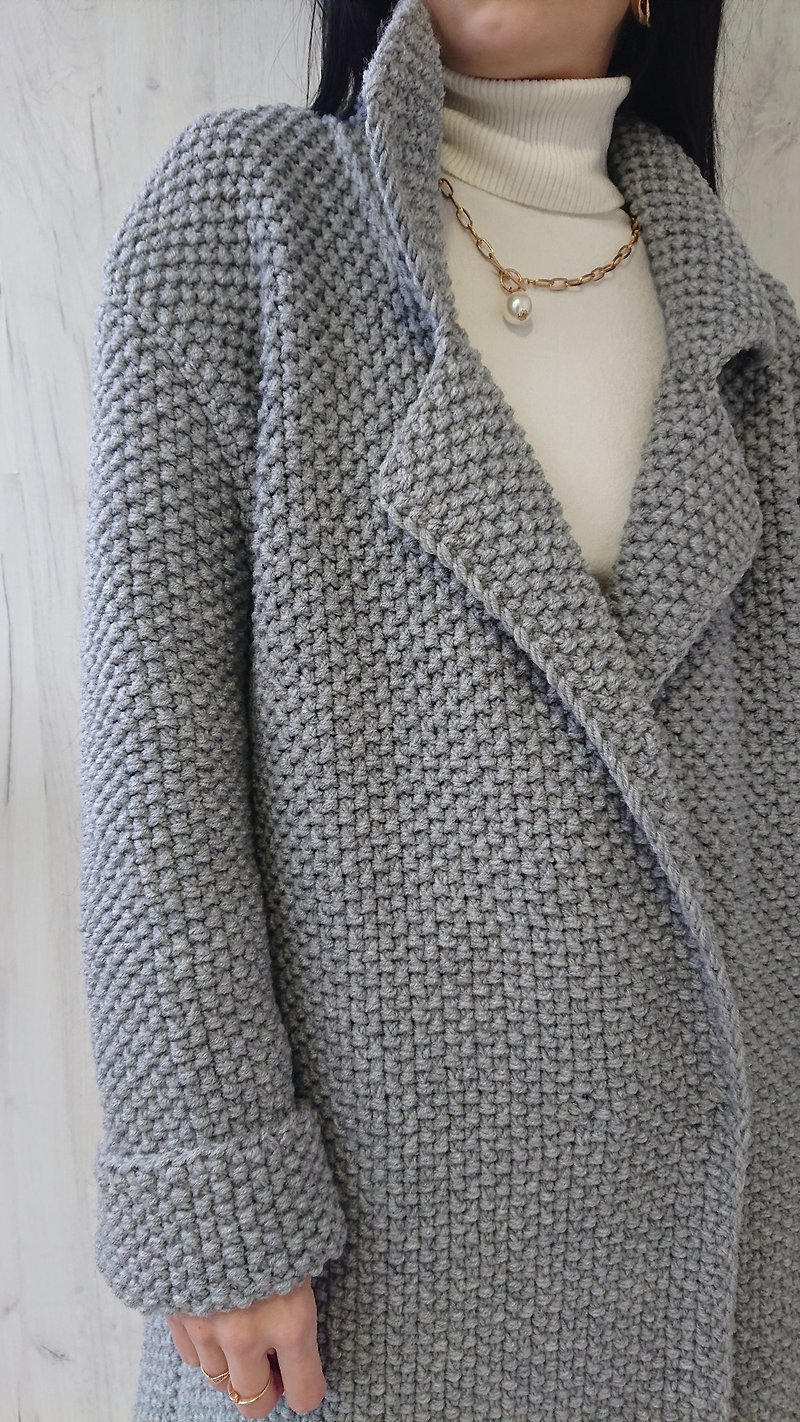 Double breasted coat Long wool coat Gray coat - 女装针织衫/毛衣 - 羊毛 