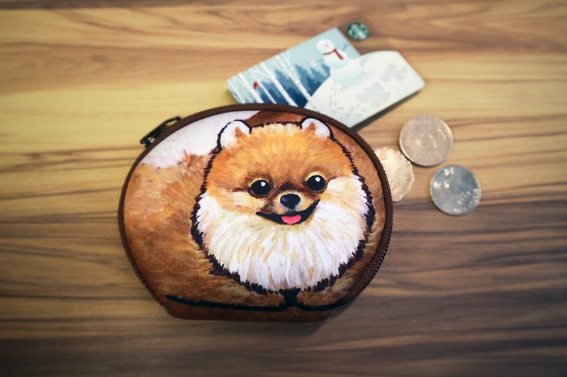 自家设计 博美 松鼠狗 收纳包包 零钱包 - 零钱包 - 其他材质 咖啡色