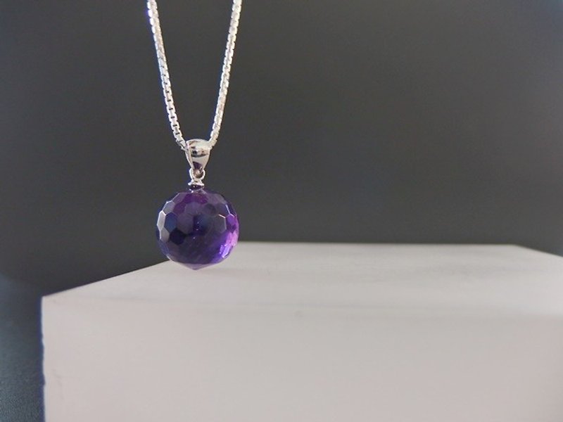 天然紫水晶纯银吊坠  Amethys Silver Pendant - 项链 - 宝石 紫色