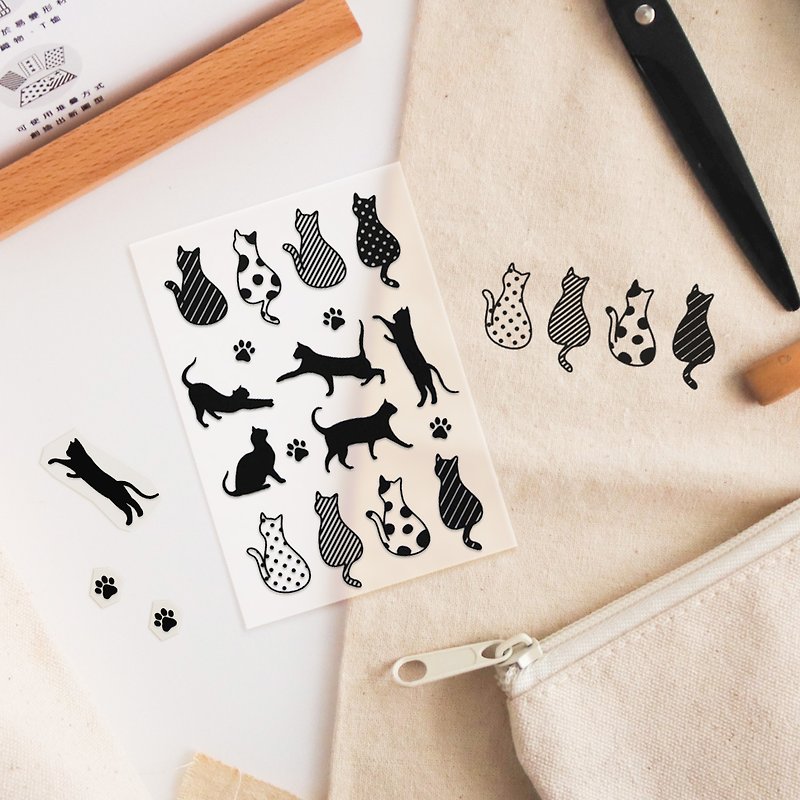 | 手作DIY | irodo免熨烫布用转印贴—猫咪x黑 - 编织/刺绣/羊毛毡/裁缝 - 塑料 黑色