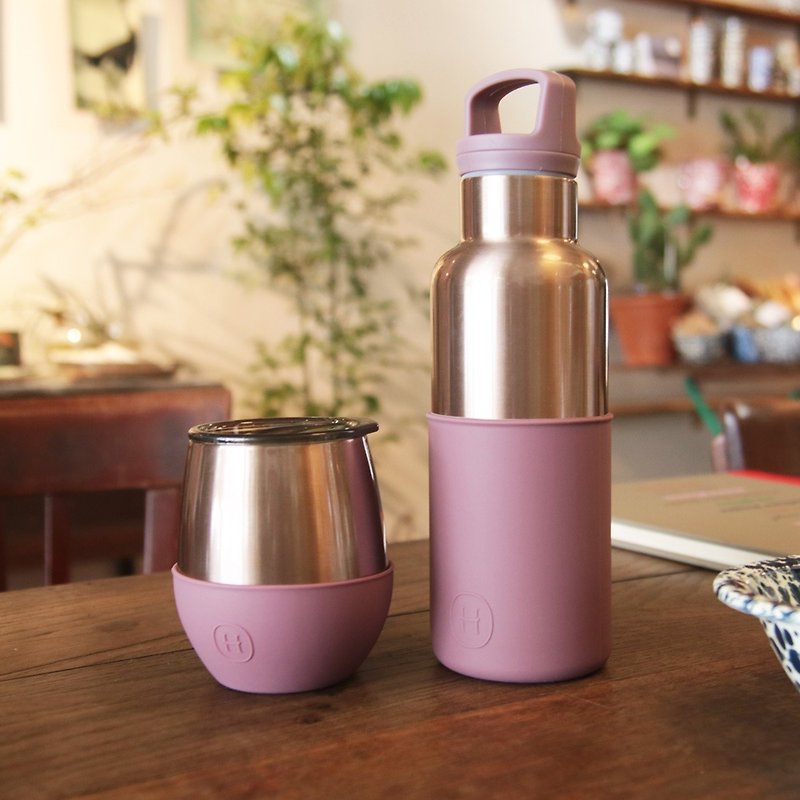低调奢华 | 蜜粉金杯瓶组合 - 水壶/水瓶 - 不锈钢 粉红色