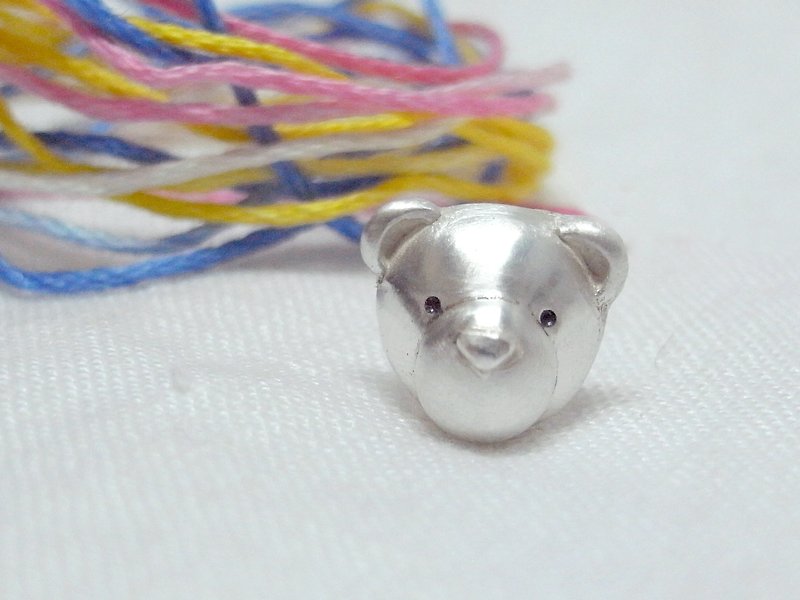 Teddy bear 泰迪熊 46号 | 纯银 耳针 耳环 | 1款是单1个喔 ! - 耳环/耳夹 - 银 灰色