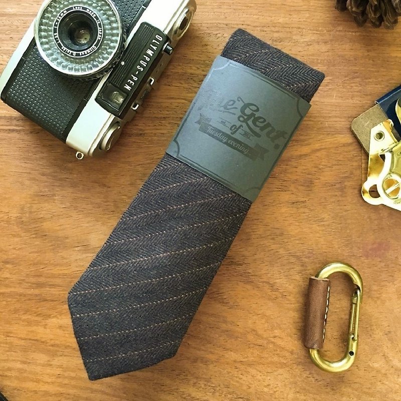 The GENT Black-Brown Pin Stripe Necktie - 领带/领带夹 - 棉．麻 黑色