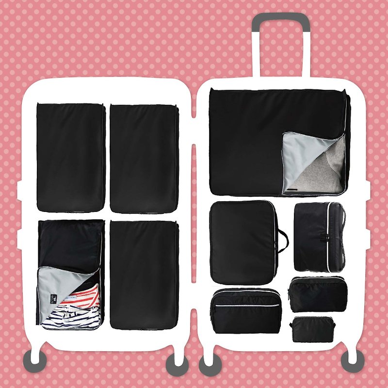 旅行收纳超值十件组黑 - 行李箱/行李箱保护套 - 聚酯纤维 黑色