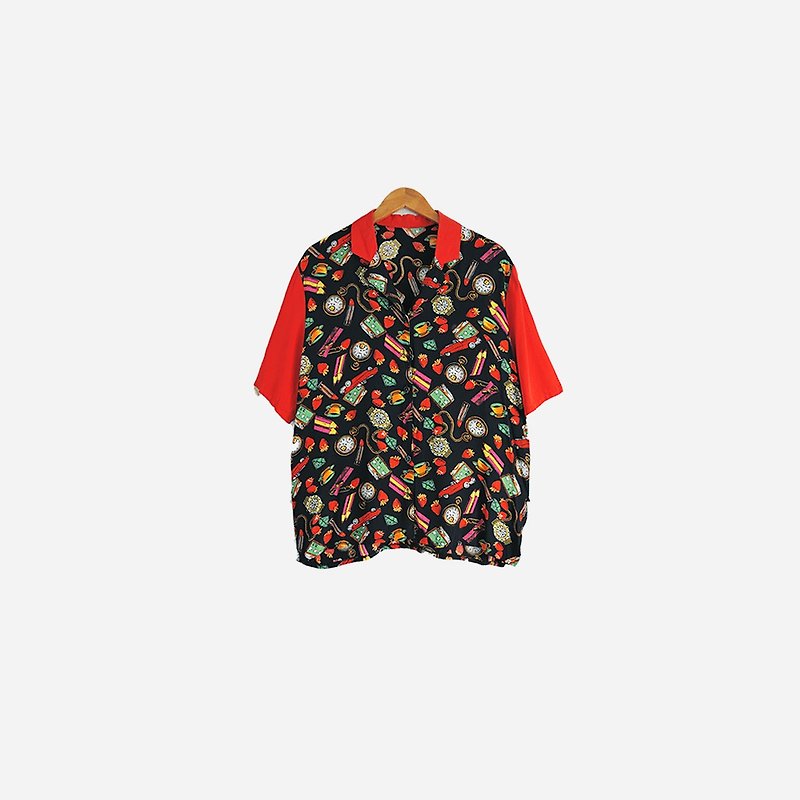 脱臼古着 / 印花图腾短袖衬衫 no.527 vintage - 女装衬衫 - 其他材质 红色
