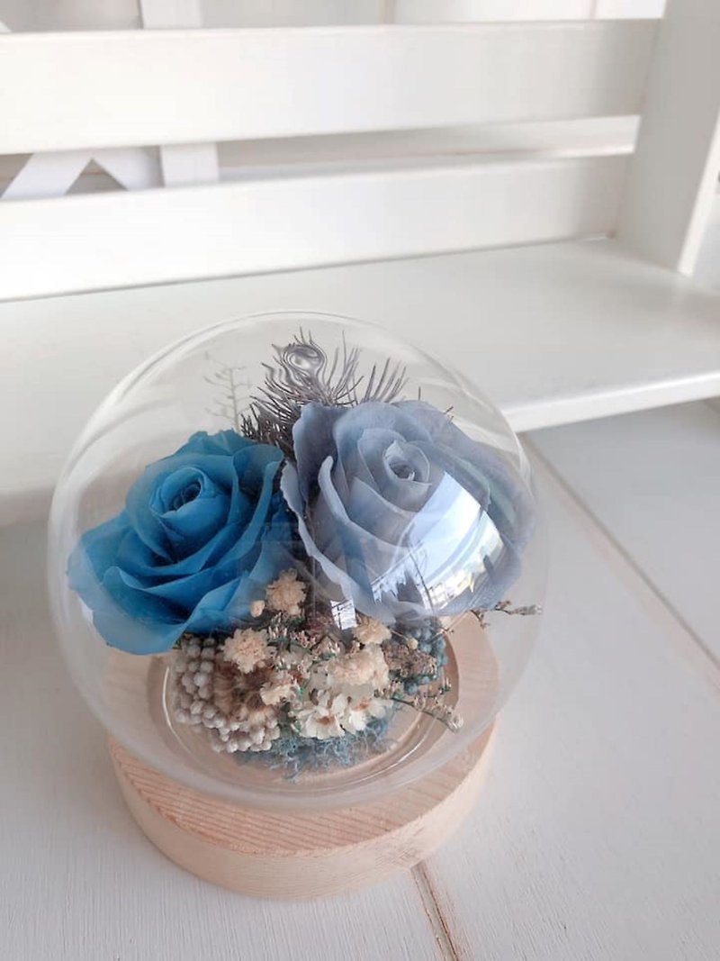 个性雾霾蓝玻璃球/水晶球花盅(小) - 干燥花/捧花 - 植物．花 