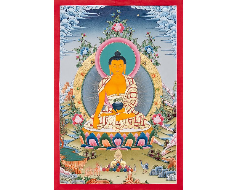 神圣智慧呈现──精致唐卡艺术中的释迦牟尼佛 - 墙贴/壁贴 - 其他材质 多色