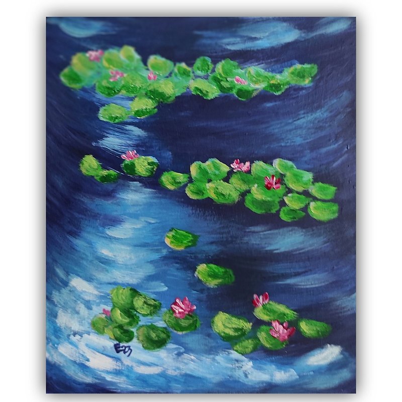 acrylic painting picture water lilies pond picture - 墙贴/壁贴 - 其他材质 多色