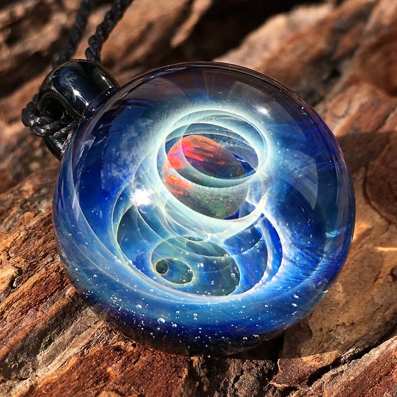 boroccus オパール 銀河 星雲 立体模様 耐熱ガラスペンダント - 项链 - 玻璃 蓝色