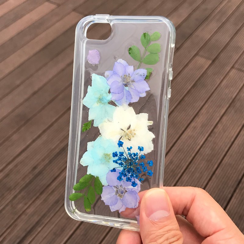 iPhone SE / 5S / 5 手机壳 Dry Pressed Flowers Case 押花 干燥花 叶子 蓝色压花 029 - 手机壳/手机套 - 植物．花 蓝色