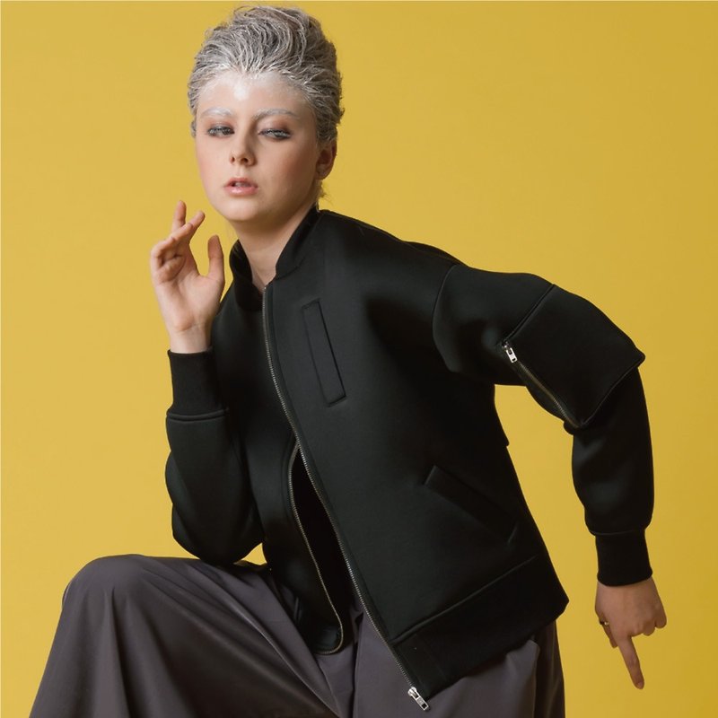 潜水飞行夹克(黑)(会染色) - 女装休闲/机能外套 - 其他材质 黑色