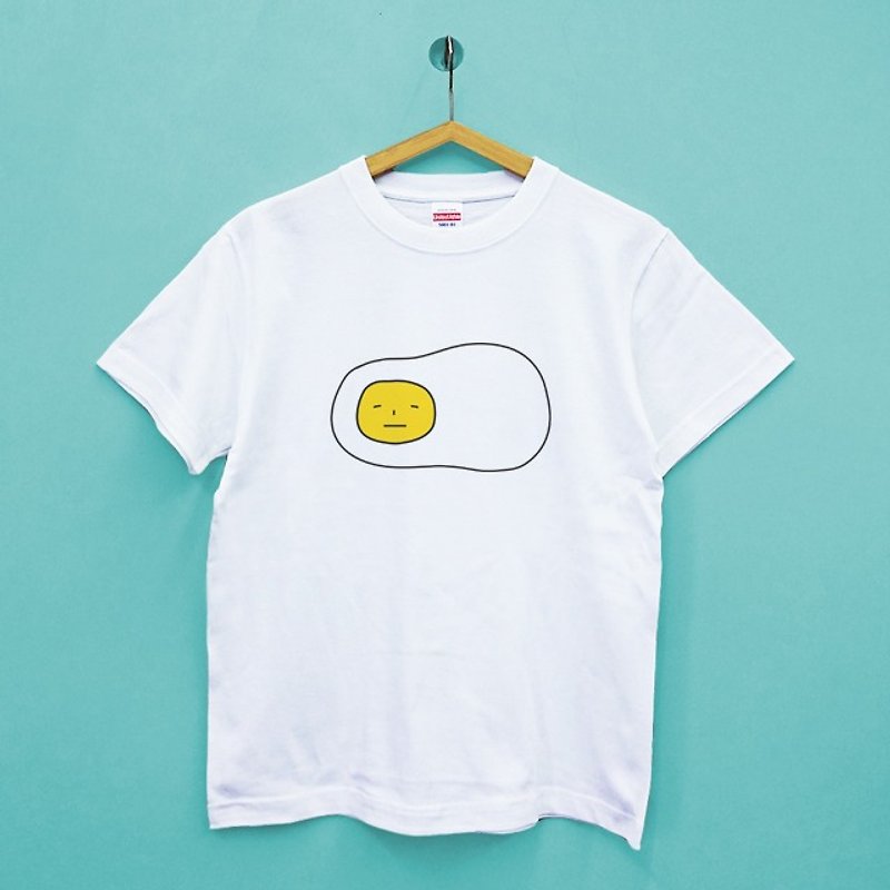 【定制化礼物】Lazy Egg 纯棉柔感T恤 - 中性连帽卫衣/T 恤 - 棉．麻 白色